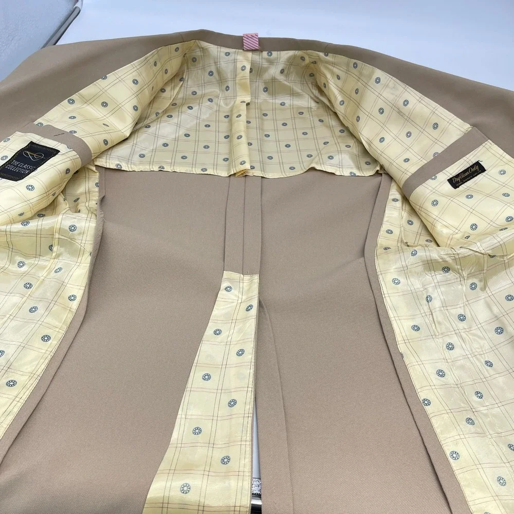 Vintage Sears The Classic Collection Blazer Mens 38 Tan Gold Button 70s Disco